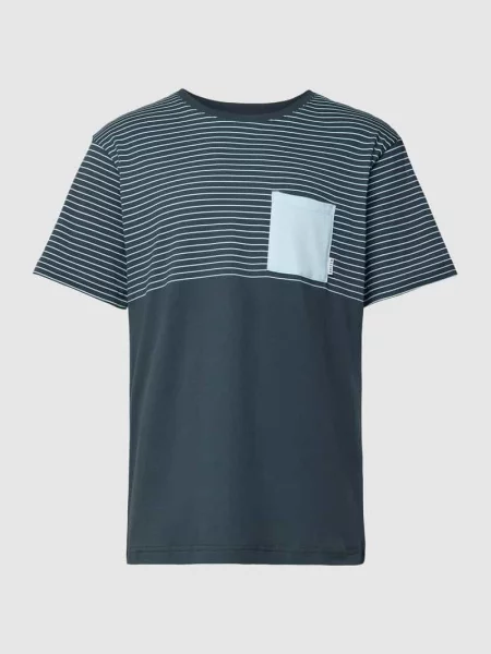 T-shirt z nakładaną kieszenią na piersi model ‘Felton’ Mazine granatowa