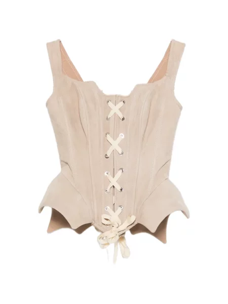 Top Mitiliane Couture din piele de căprioară