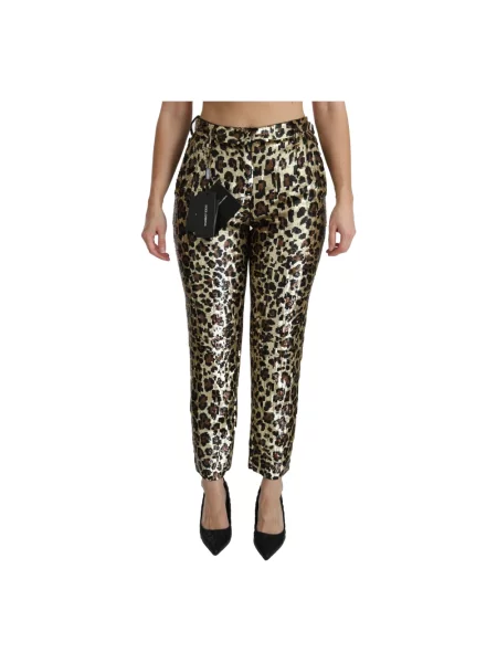 Wielobarwność spodnie Dolce And Gabbana z wysoką talią żółte