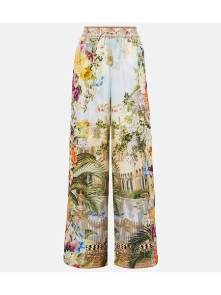 Pantaloni Camilla de mătase cu imagine