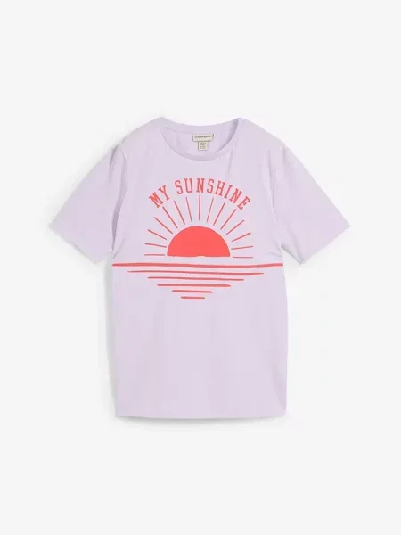 T-shirt 2 w 1 na okres ciązy i do karmienia z bawełny organicznej fioletowa