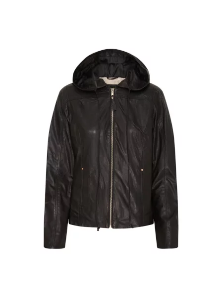 Kurtka skórzana Btfcph z kapturem czarna