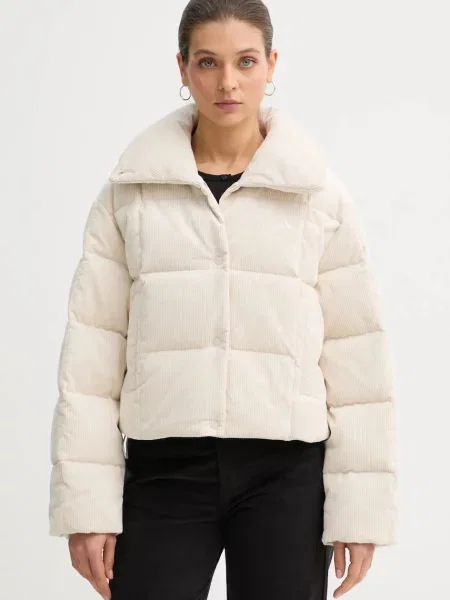 Calvin Klein Jeans kurtka sztruksowa puchowa zimowa beżowy