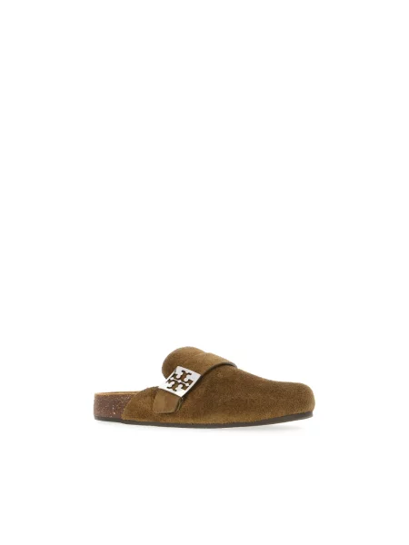 Klapki mules Tory Burch skórzane zielone