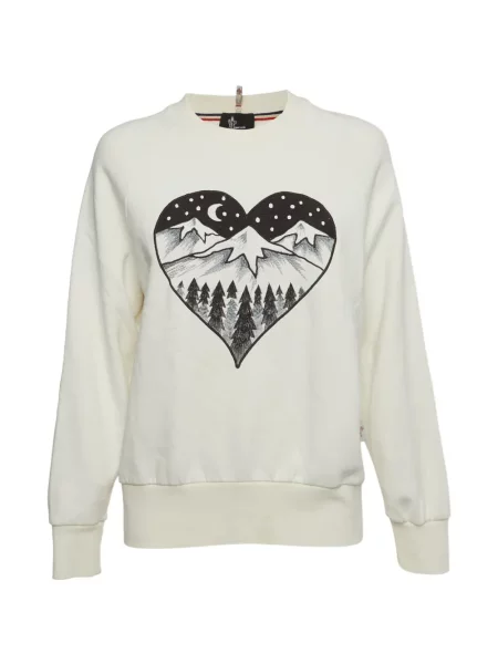 Lung tricou Moncler cu broderie cu mâneci lungi alb
