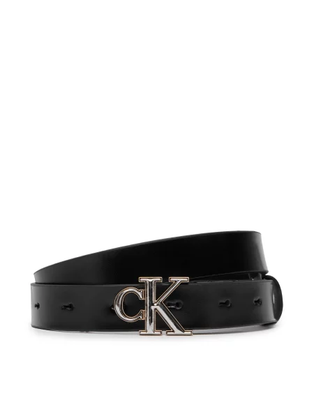 Pásek Calvin Klein Round Ck Buckle Smooth 25 černá