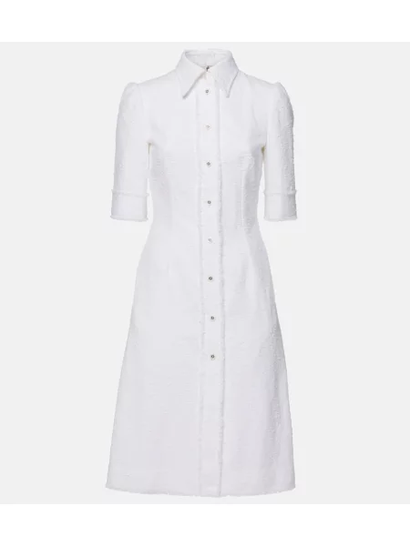 Sukienka koszulowa Dolce&gabbana tweedowa do kolan garniturowa biała