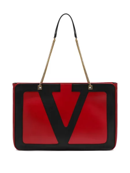 Кожена кожена чанта Valentino Garavani червено