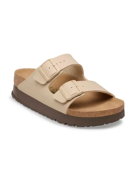 Papuci Birkenstock cu platformă bej