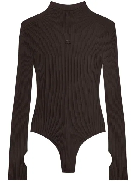 Haftowany body Courreges brązowy