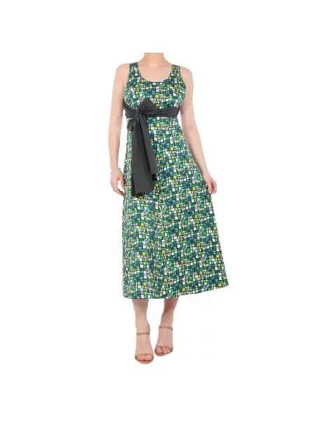 Weekend Max Mara sukienka midi rozkloszowana zielony