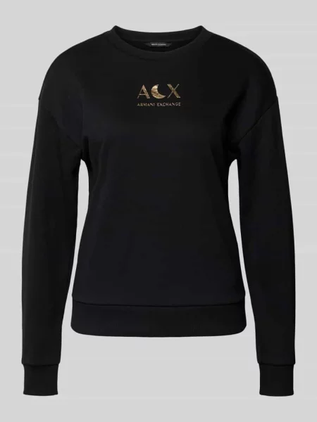 Bluza z logo i okrągłym dekoltem Armani Exchange czarna