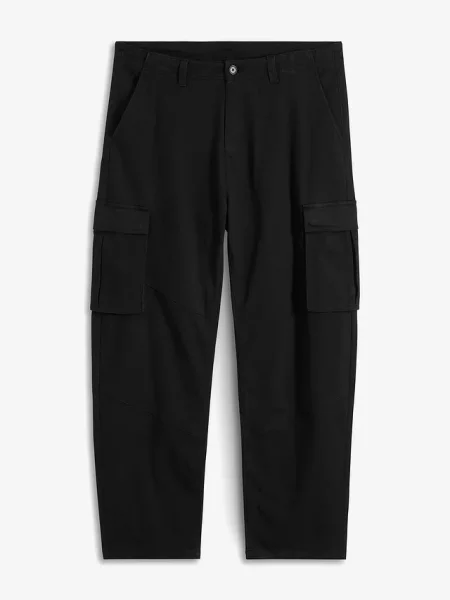 Spodnie bojówki loose fit z grubej bawełny ze stretchem straight czarne