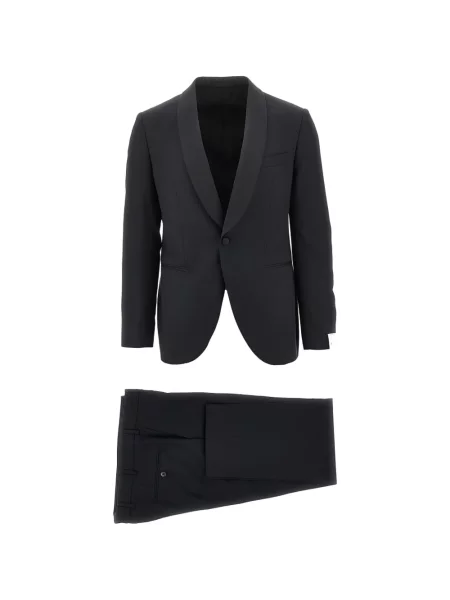 Costum Luigi Bianchi de lână cu rever negru