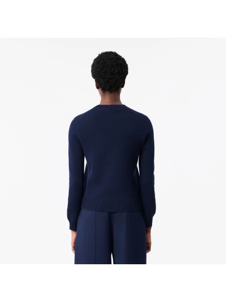 Lacoste Sweter Z Okrągłym Dekoltem granatowy