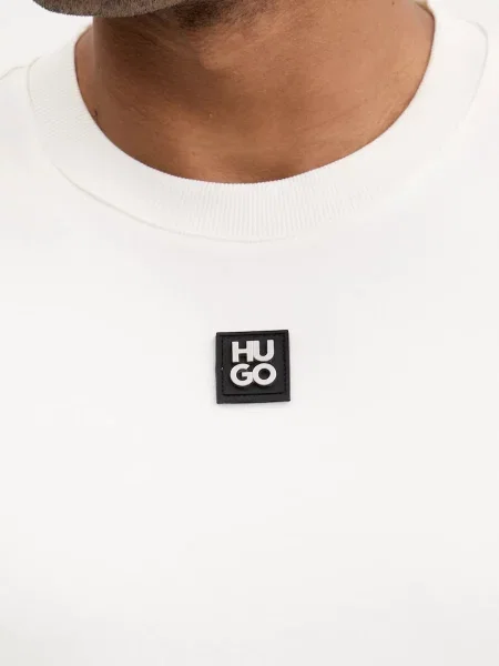 HUGO t-shirt gładki beżowy