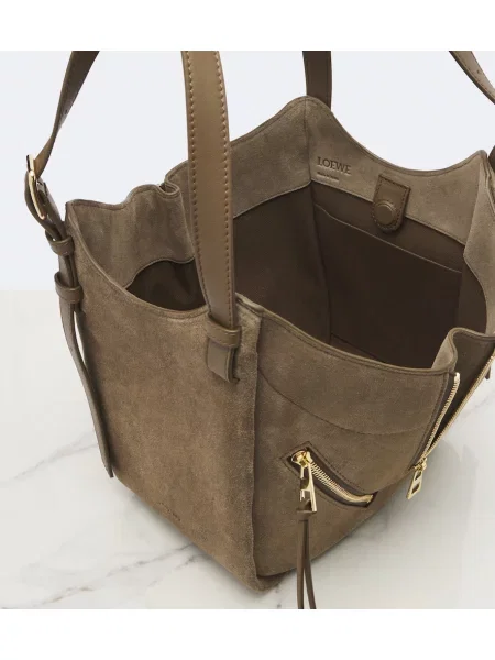 Geantă shopper Loewe din piele de căprioară maro