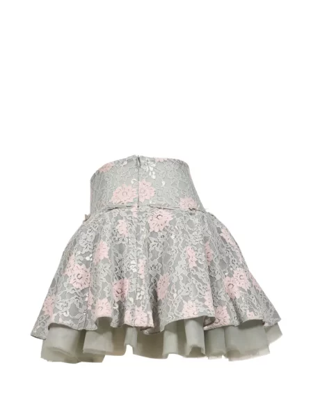 Gėlėtas nėriniuotas mini sijonas Mimi Wade pilka