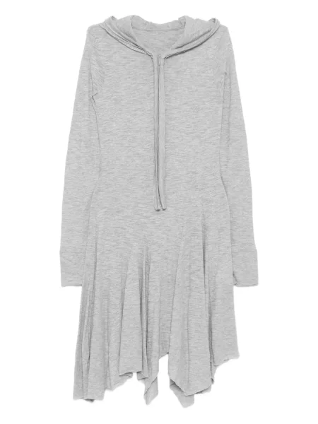Rochie mini Open Yy cu glugă cu autograf gri