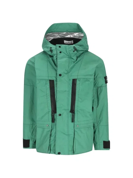 Kurtka z kapturem Stone Island z kapturem z kamieniami zielona