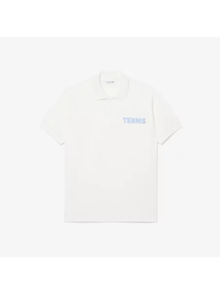 Lacoste Koszulka Polo Classic Fit Z Nadrukiem Z Dzianiny Petit Piqué biały