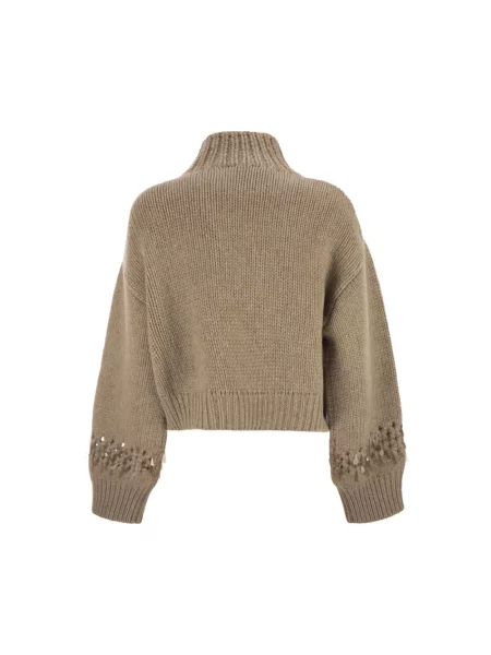 Sweter z golfem Brunello Cucinelli do golfa beżowy