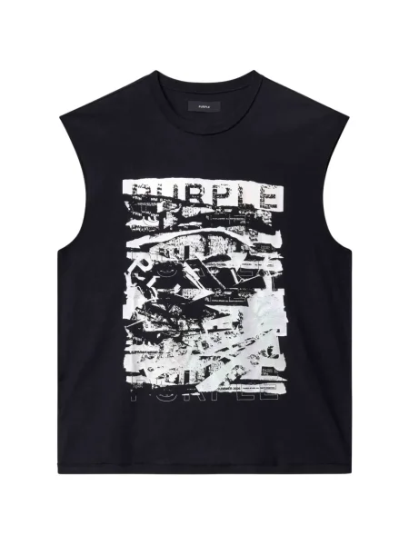 Grafický tričko Purple Brand bez rukávů černé