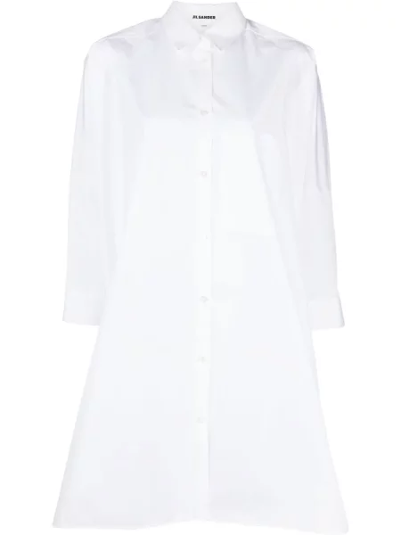 Rochie tip cămașă Jil Sander în linie A alb