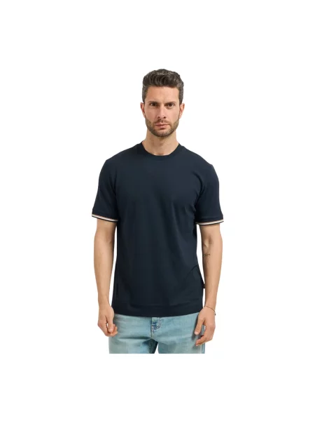 BOSS t-shirt granatowy gładki niebieska