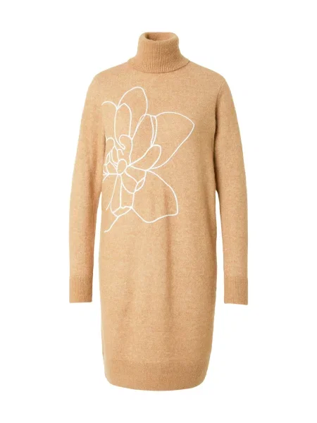 YAS Rochie tricotat YASJUVA maro caramel alb