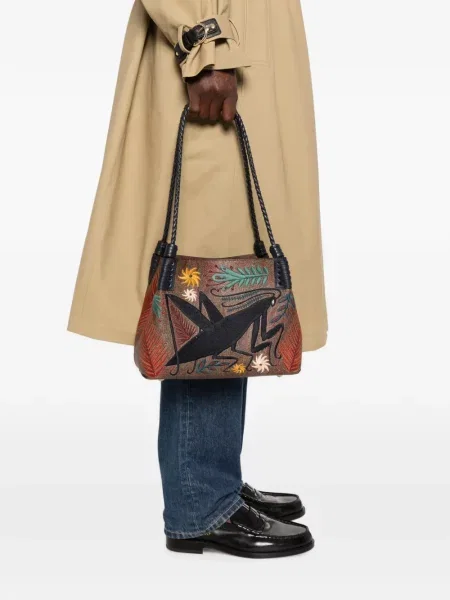 Τσάντα Etro με κέντημα paisley καφέ