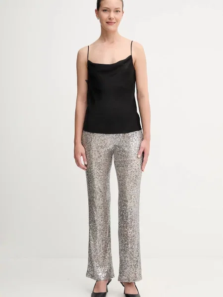 Hoss Intropia spodnie proste high waist zielony