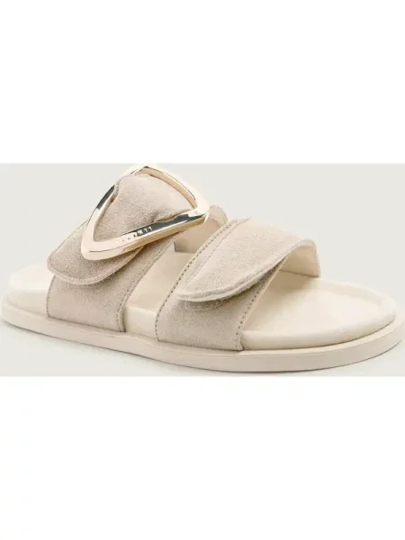 INUIKII Șlapi DREAMER BUCKLE | piele întoarsă gri