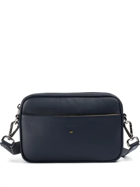 Geantă crossbody Doucal's din piele cu autograf albastru