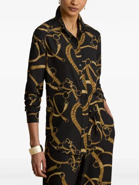 Риза Lauren Ralph Lauren с принт черно