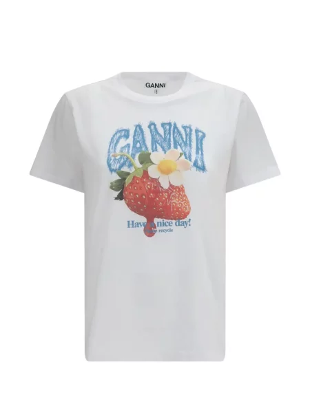 Tricou Ganni cu imagine alb