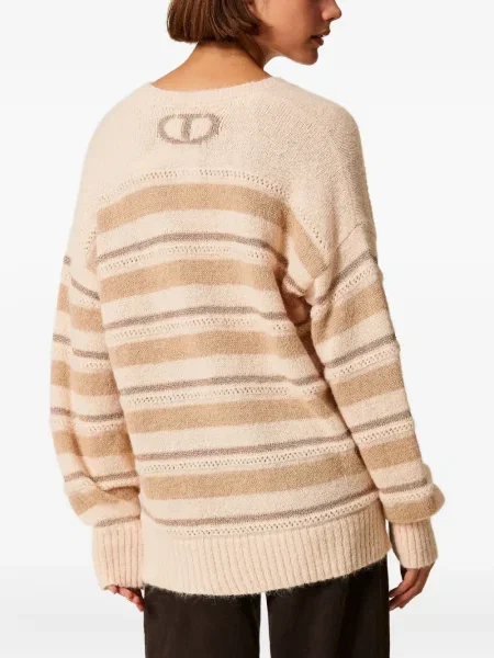 Pulover Twinset cu dungi cu decolteu în V
