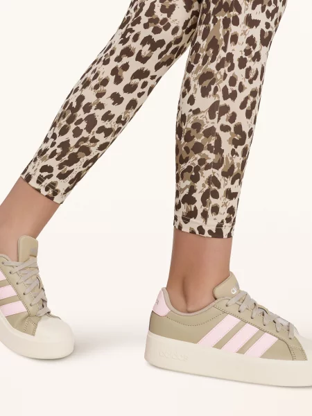 Adidas Legginsy Animal Print Sport beige beżowe