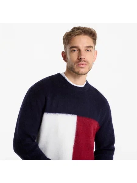 Pulóver Tommy Hilfiger Alpaca Blend Big Flag Crew Neck Desert Sky L