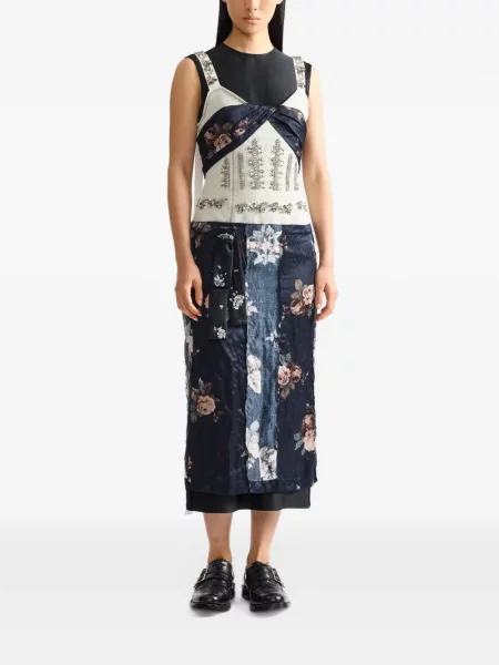 Rochie midi Erdem cu broderie cu model floral negru