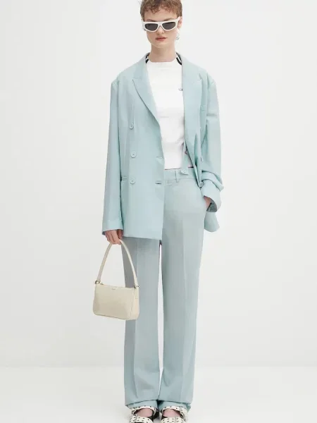 Шерстяной однотонный двубортный пиджак Fiorucci