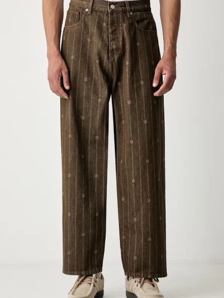 Drôle de Monsieur jeansy relaxed fit Monogram brązowe