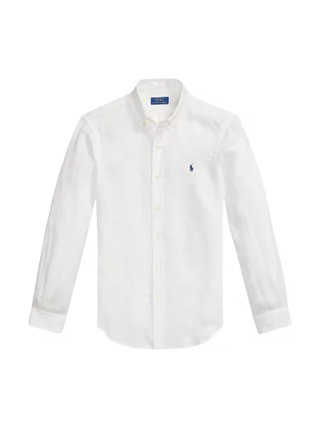 Lniana koszula Polo Ralph Lauren z logo biała