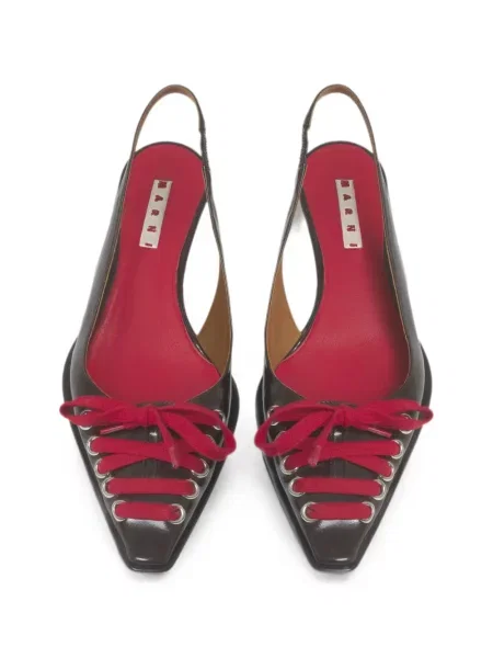 Pantofi cu toc Marni din piele slingback maro