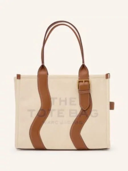 Marc Jacobs Shopperka The Wavy Canvas Large Tote Bag beige beżowa