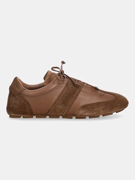 BOSS sneakersy skórzane Roxanne brązowy