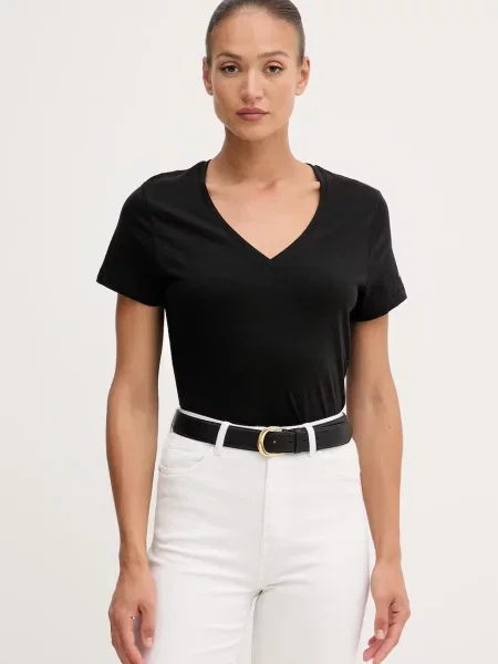 Tommy Hilfiger tričko se lnem černé