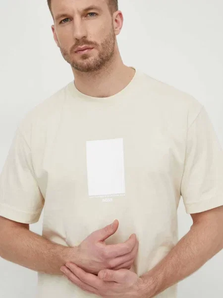 T-shirt z nadrukiem z napisem i logo model ‘Tessin’ Boss biała