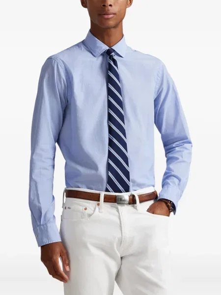 Dlouhá pruhovaná s límcem kšiltovka Polo Ralph Lauren modrá