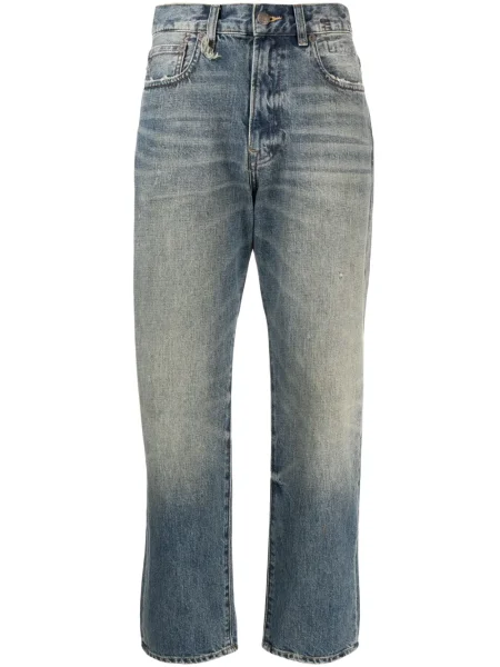 Szerokie jeansy R13 o krotszym kroju niebieskie
